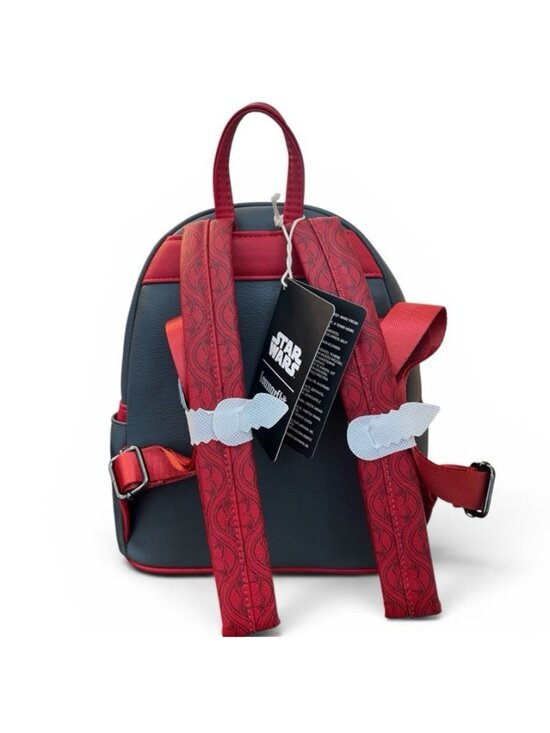 Loungefly Star Wars Darth Vader Embossed Floral Mini Backpack Gray Red Tonal NWT main image 5